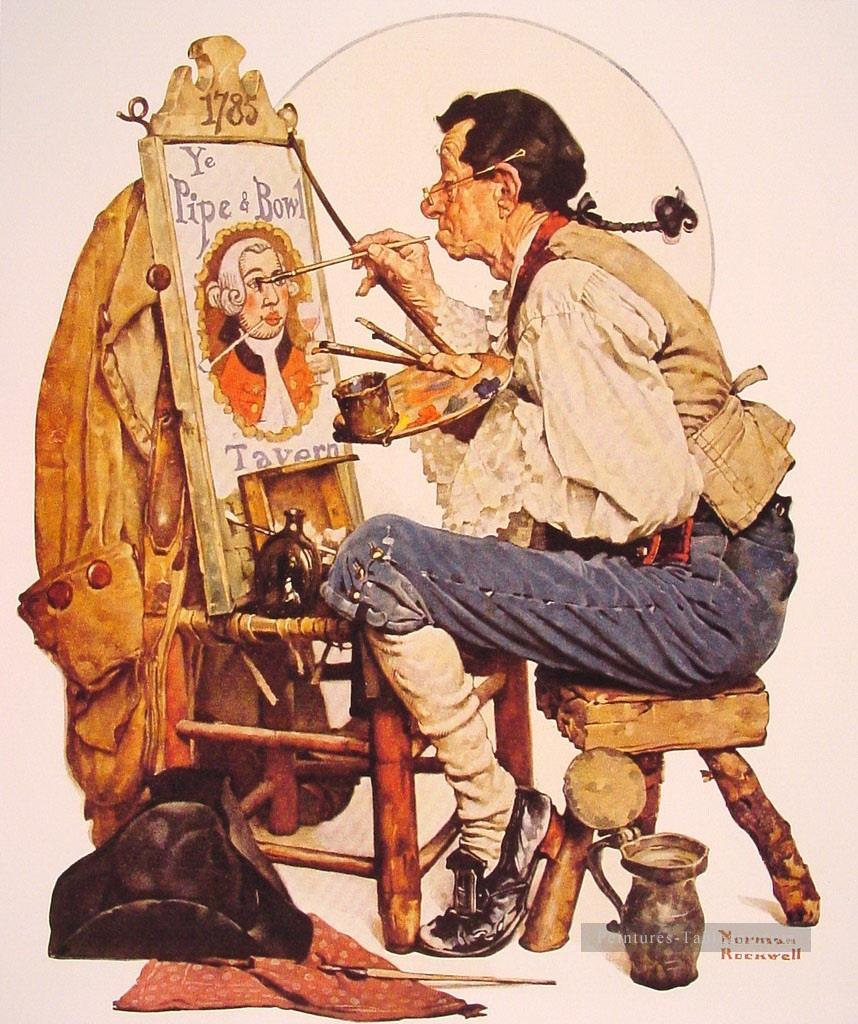 pipe and bowl sign painter 1926 Norman Rockwell Oil Paintings
